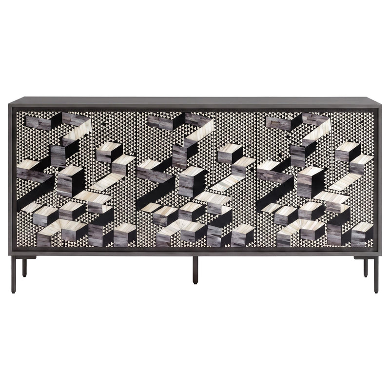 Krause 3-door Bone Inlay Accent Cabinet Grey and Black - 950452