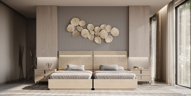Kroma Sand Birch 48" Bed Set - p14026