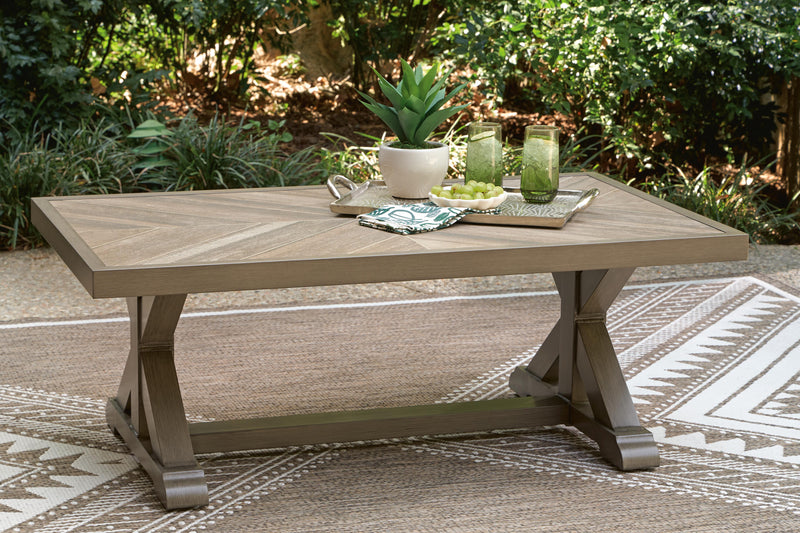 Laguna Heights Outdoor Sofa and 2 Chairs with Coffee Table in Beige - PKG024607