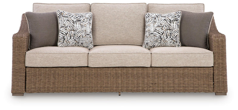 Laguna Heights Outdoor Sofa and 2 Chairs with Coffee Table in Beige - PKG024607