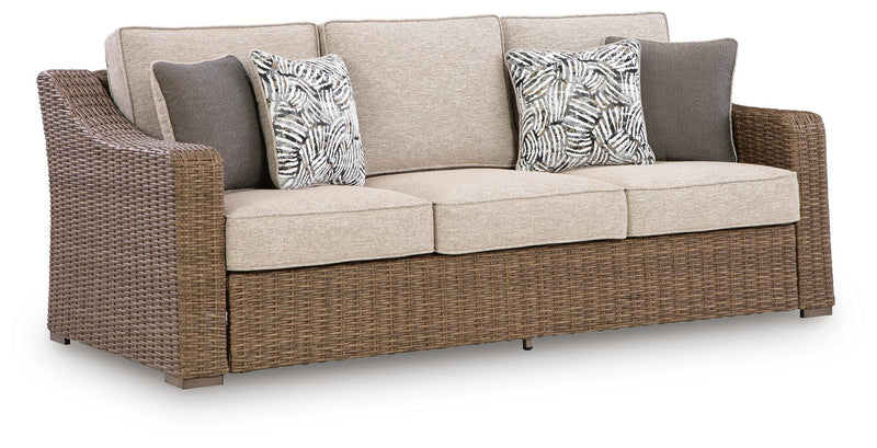 Laguna Heights Outdoor Sofa and 2 Chairs with Coffee Table in Beige - PKG024607