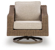 Laguna Heights Outdoor Sofa and Loveseat with Lounge Chair in Beige - PKG024610