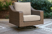 Laguna Heights Outdoor Sofa and Loveseat with Lounge Chair in Beige - PKG024610