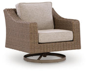 Laguna Heights Outdoor Sofa and Loveseat with Lounge Chair in Beige - PKG024610