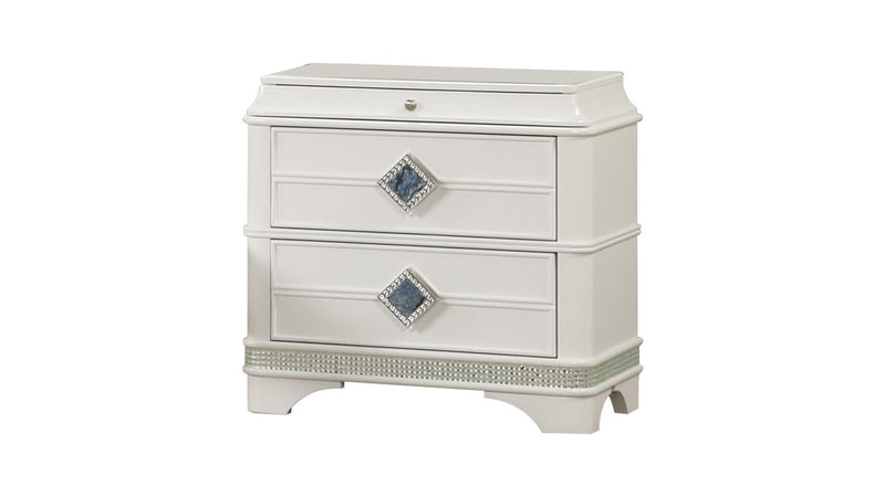 Laguna 2-Drawer Wood Veneer Nightstand in Off-White