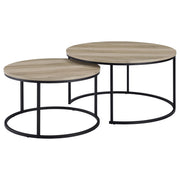 Lainey 2-piece Round Nesting Coffee Table Distressed Pine - 736040