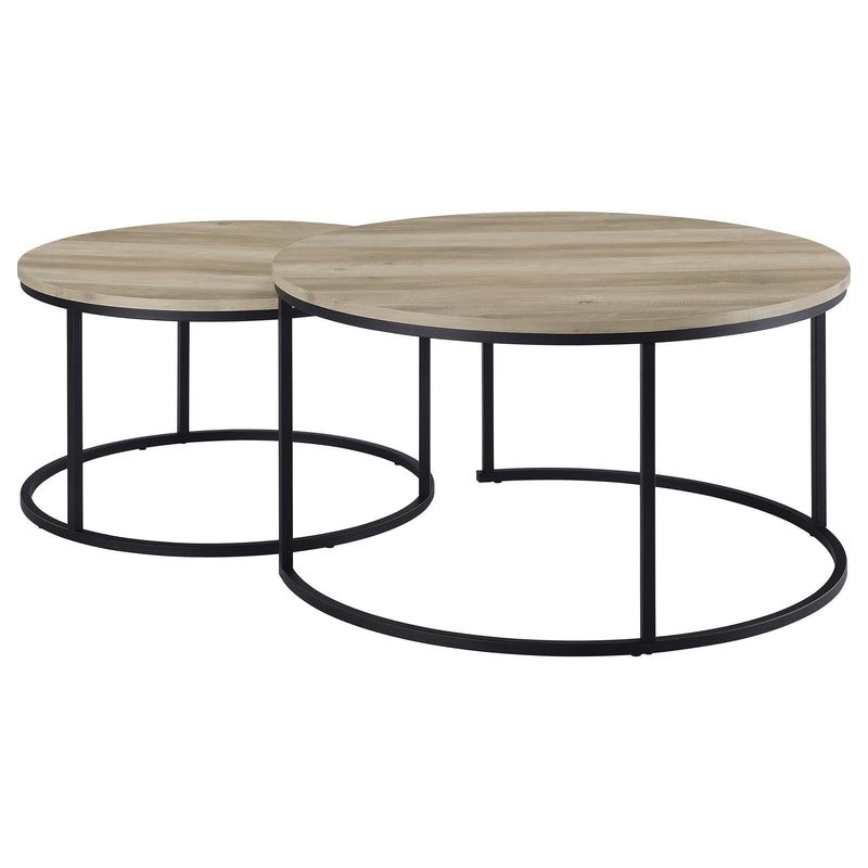 Lainey 2-piece Round Nesting Coffee Table Distressed Pine - 736040