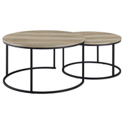 Lainey 2-piece Round Nesting Coffee Table Distressed Pine - 736040