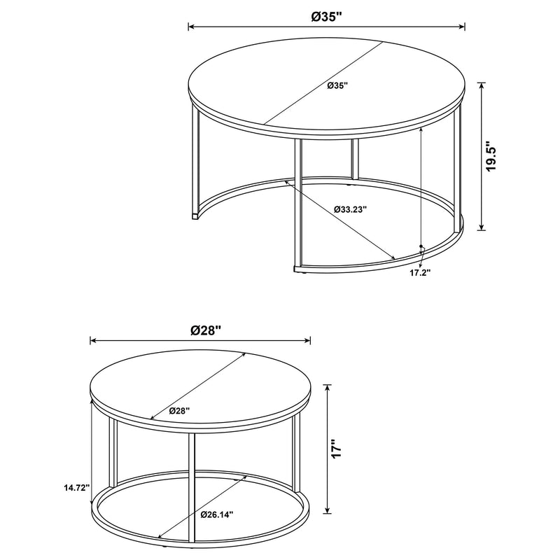 Lainey 2-piece Round Nesting Coffee Table Mango - 736030