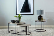 Lainey Round Faux Marble Side End Table Grey - 736027