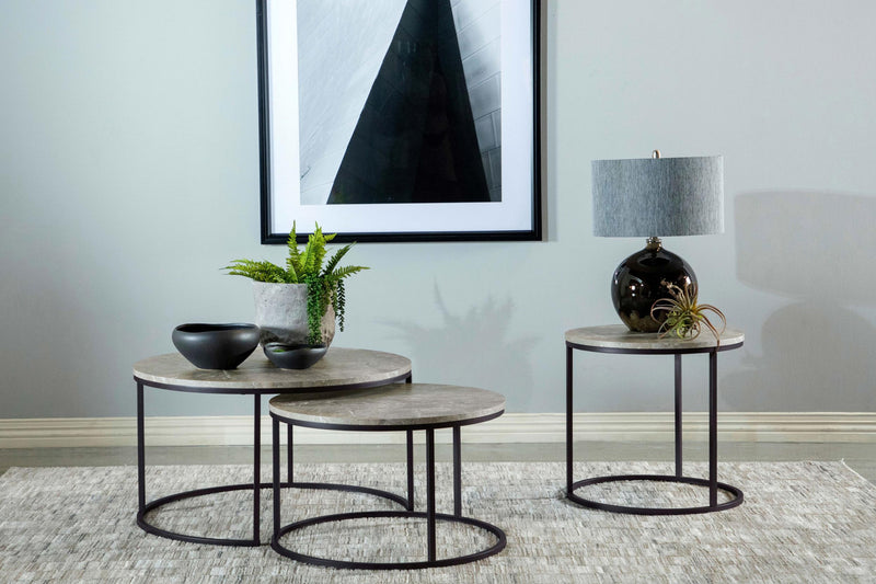 Lainey Round Faux Marble Side End Table Grey - 736027