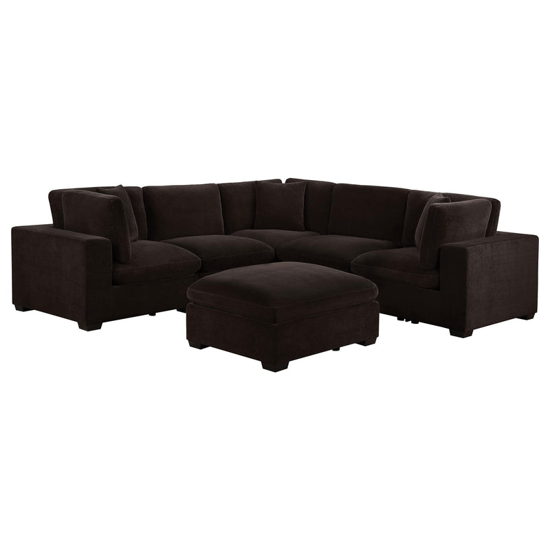 Lakeview 5-piece Upholstered Modular Sectional Chocolate - 551464-SETB