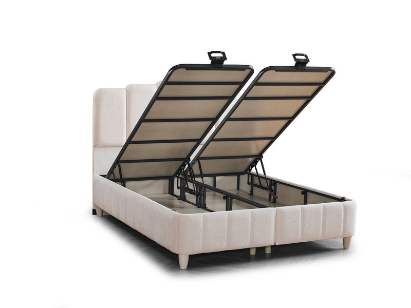 Lale Storage Bed With Headboard - Queen in Cream - 200-ELIF-NIH-150-EY400-SB
