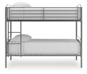 Lanceburg Gray Twin over Twin Bunk Bed and 2 Mattresses - PCB400B1