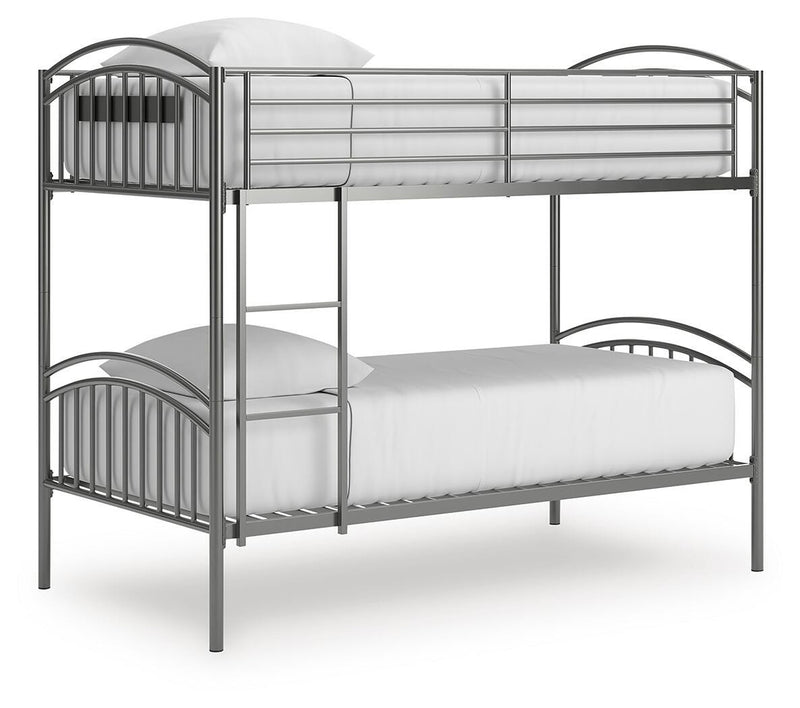 Lanceburg Gray Twin over Twin Bunk Bed with Ladder - PCB400-59