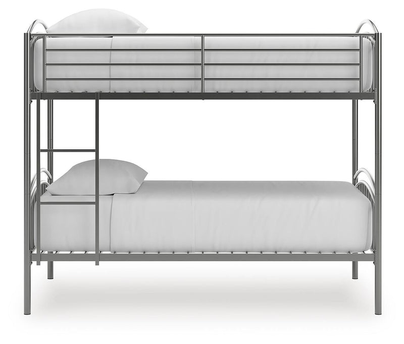 Lanceburg Gray Twin over Twin Bunk Bed with Ladder - PCB400-59
