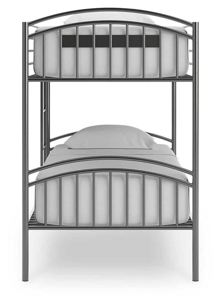 Lanceburg Gray Twin over Twin Bunk Bed with Ladder - PCB400-59