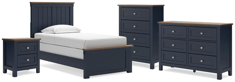 Landocken Brown/Blue Twin Panel Bed, Dresser, Chest and Nightstand - B414B20