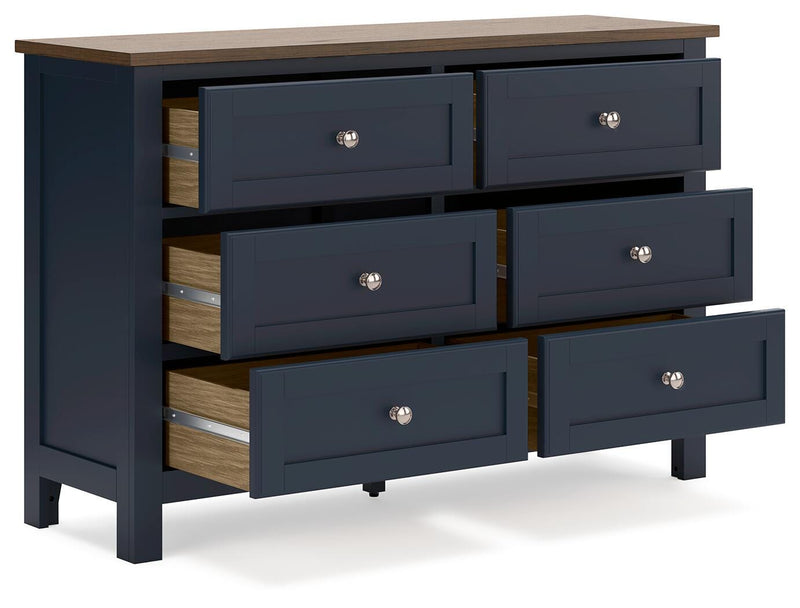 Landocken Brown/Blue Twin Panel Bed, Dresser, Chest and Nightstand - B414B20
