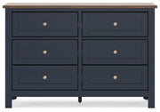 Landocken Full Panel Headboard and Dresser in Brown/Blue - PKG020599