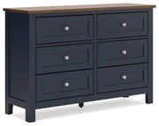 Landocken Full Panel Headboard and Dresser in Brown/Blue - PKG020599