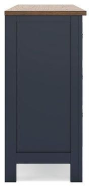 Landocken Full Panel Headboard and Dresser in Brown/Blue - PKG020599
