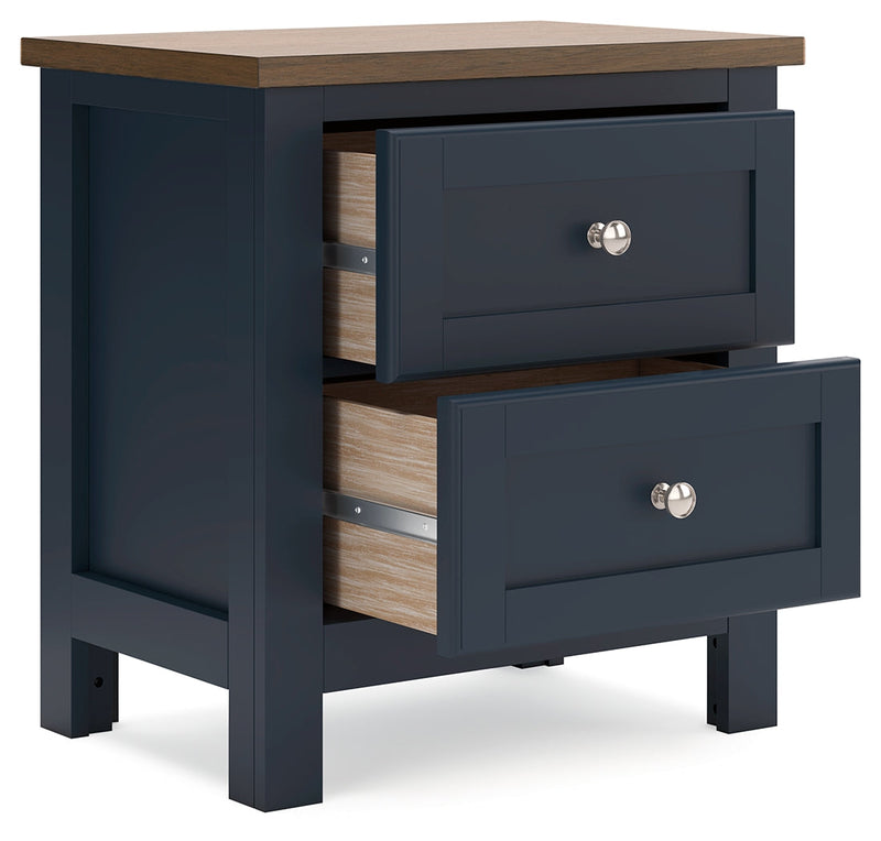 Landocken Full Panel Headboard with Dresser and 2 Nightstands in Brown/Blue from Ashley - DMV Furniture