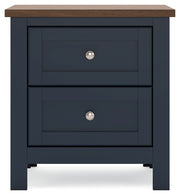 Landocken Full Panel Headboard with Mirrored Dresser and 2 Nightstands in Brown/Blue from Ashley - DMV Furniture