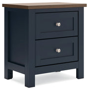 Landocken Full Panel Headboard with Mirrored Dresser and 2 Nightstands in Brown/Blue from Ashley - DMV Furniture