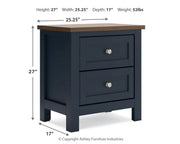 Landocken Full Panel Headboard with Mirrored Dresser and 2 Nightstands in Brown/Blue from Ashley - DMV Furniture