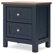Landocken Full Panel Headboard with Mirrored Dresser and Nightstand in Brown/Blue from Ashley - DMV Furniture
