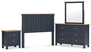 Landocken Full Panel Headboard with Mirrored Dresser and Nightstand in Brown/Blue from Ashley - DMV Furniture