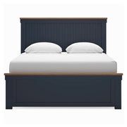 Landocken Queen Panel Bed with 2 Nightstands in Brown/Blue - PKG020346