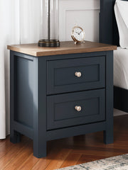 Landocken Queen Panel Headboard with Mirrored Dresser, Chest and 2 Nightstands in Brown/Blue from Ashley - DMV Furniture