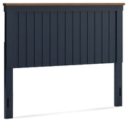 Landocken Queen Panel Headboard with Mirrored Dresser in Brown/Blue from Ashley - DMV Furniture