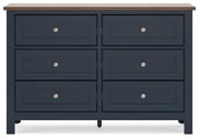 Landocken Twin Panel Headboard with Dresser in Brown/Blue from Ashley - DMV Furniture