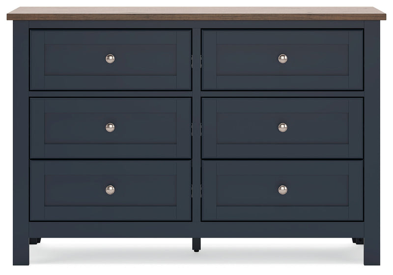 Landocken Twin Panel Headboard with Dresser in Brown/Blue from Ashley - DMV Furniture