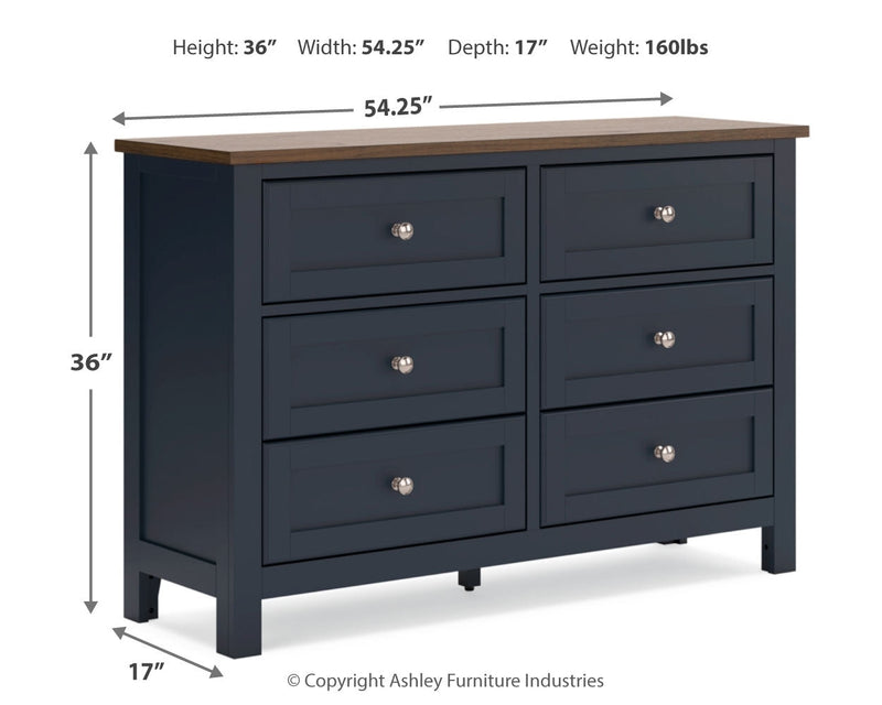 Landocken Twin Panel Headboard with Dresser in Brown/Blue from Ashley - DMV Furniture