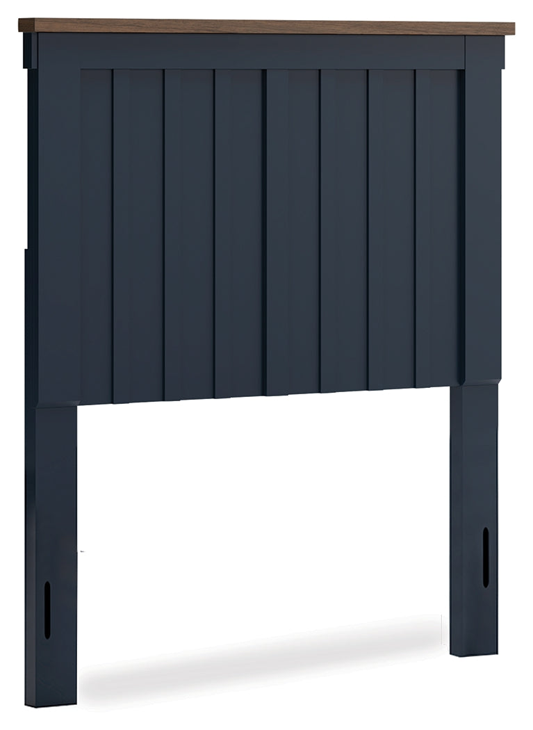 Landocken Twin Panel Headboard with Dresser in Brown/Blue from Ashley - DMV Furniture