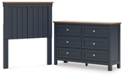 Landocken Twin Panel Headboard with Dresser in Brown/Blue from Ashley - DMV Furniture