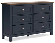 Landocken Twin Panel Headboard with Dresser in Brown/Blue from Ashley - DMV Furniture
