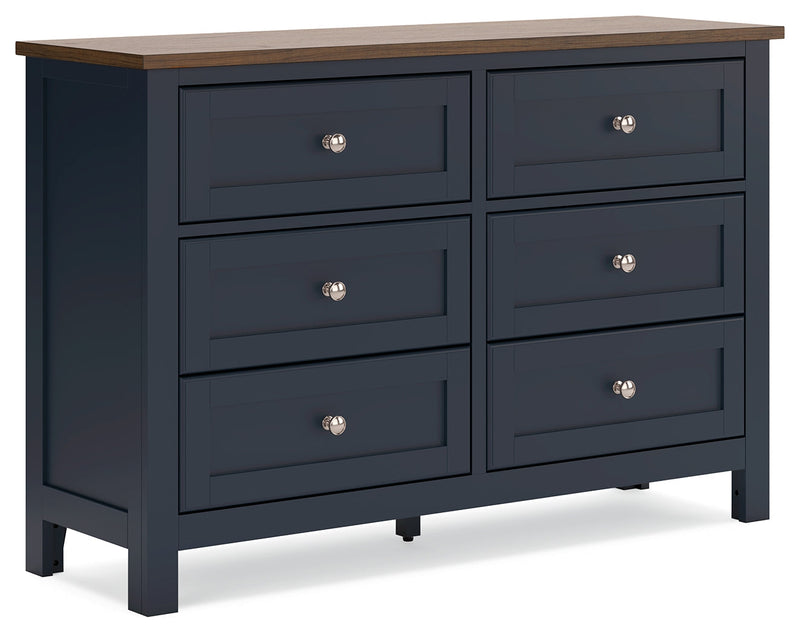 Landocken Twin Panel Headboard with Dresser in Brown/Blue from Ashley - DMV Furniture