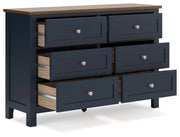 Landocken Twin Panel Headboard with Dresser in Brown/Blue from Ashley - DMV Furniture