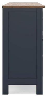 Landocken Twin Panel Headboard with Dresser in Brown/Blue from Ashley - DMV Furniture