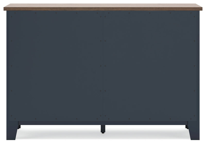 Landocken Twin Panel Headboard with Dresser in Brown/Blue from Ashley - DMV Furniture