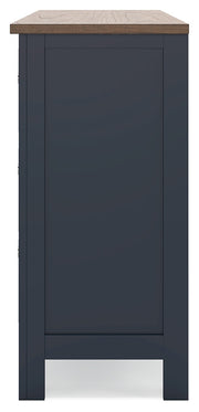 Landocken Twin Panel Headboard with Dresser in Brown/Blue from Ashley - DMV Furniture