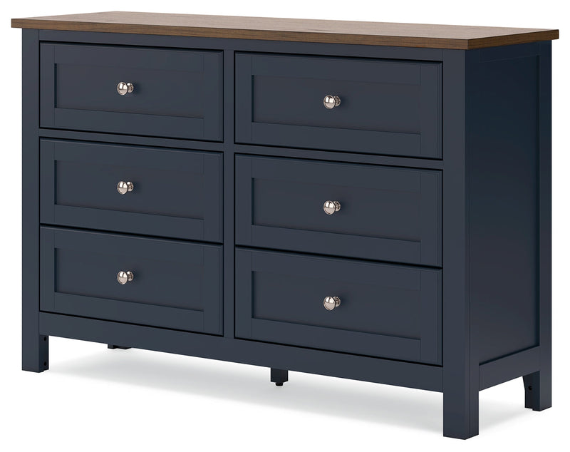 Landocken Twin Panel Headboard with Dresser in Brown/Blue from Ashley - DMV Furniture