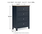 Landocken Twin Panel Headboard with Mirrored Dresser, Chest and 2 Nightstands in Brown/Blue from Ashley - DMV Furniture