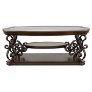 Laney 1-shelf Glass Top Rectangular Coffee Table Deep Merlot - 702448