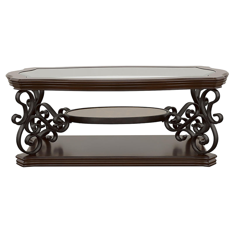 Laney 1-shelf Glass Top Rectangular Coffee Table Deep Merlot - 702448